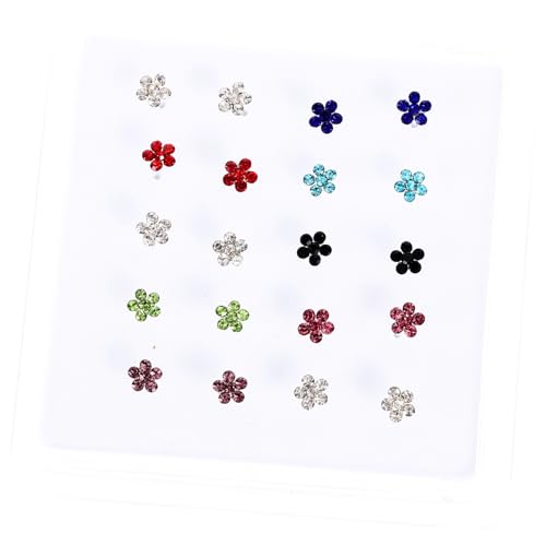 CALLARON 20 Stück Nasenstecker in Kasten Dekorative Nasenringe Hypoallergenem Material Blumenform Modischer Piercingschmuck für Damen und Herren von CALLARON