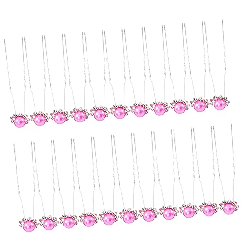 CALLARON 20stücke U-förmige Haarnadeln Mit Perlen Für Damen Perlenhaarnadeln Als Kopfschmuck Stylische Haarspangen Für Hochzeit Und Alltag Rosa von CALLARON