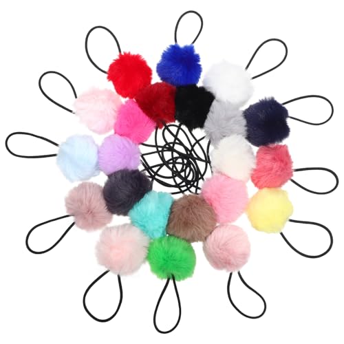 CALLARON 22 Stück Haarring Fell Kind Haarzubehör für Mädchen Ball haargummis Haargummi mit Pompon Mini-Haargummis Mini-Pferdeschwanzhalter Bunte Haarbindungen Süßes Babyhaarseil Plüsch von CALLARON
