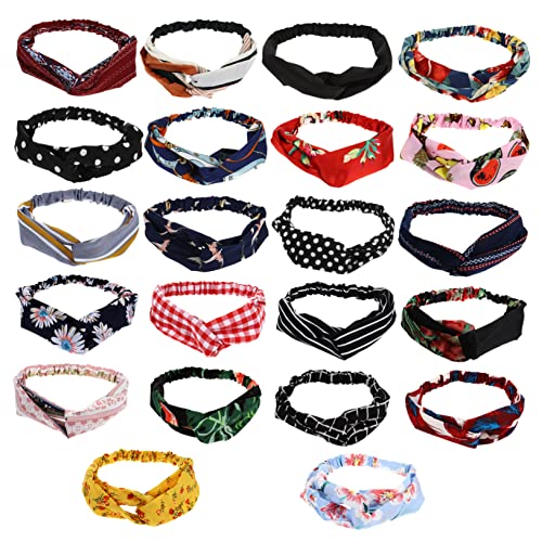 CALLARON 22stücke Zufällige Elastische Stirnbänder Gedrehtes Stirnband Für Laufen Fitness Sport Yoga Kreuzförmiges Design Angenehmes Material Waschbar Wiederverwendbar von CALLARON