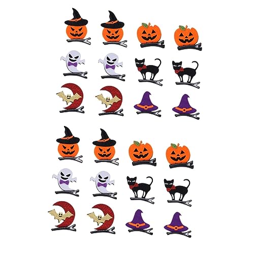 CALLARON 24 Stück Teiliges Halloween Haarspangen mit Cartoon Motiven Stereo Haarklammern in Bunten Farben Langlebige Metallclips Geeignet für Mädchen Party und Kostümierungen von CALLARON