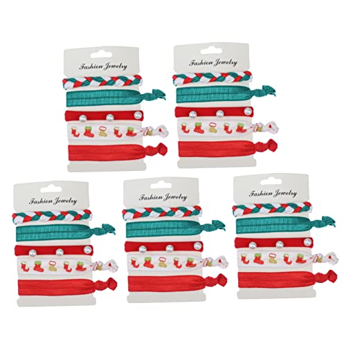 CALLARON 25 Stück Teiliges Weihnachts Haargummi Elastische Haarbänder mit Festlichem Muster für Damen und Mädchen Dehnbare Ponytail Halter Geeignet für Dickes und Dünnes Haar von CALLARON