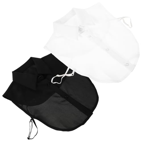 CALLARON Fake Kragen Abnehmbarer Falscher Kragen mit Spitzkragen 2 Stück (Weiß und Schwarz) Polyester für Damen und Herren Geeignet für Hemden Blusen Pullover Modisches Accessoire für Lagenlook von CALLARON