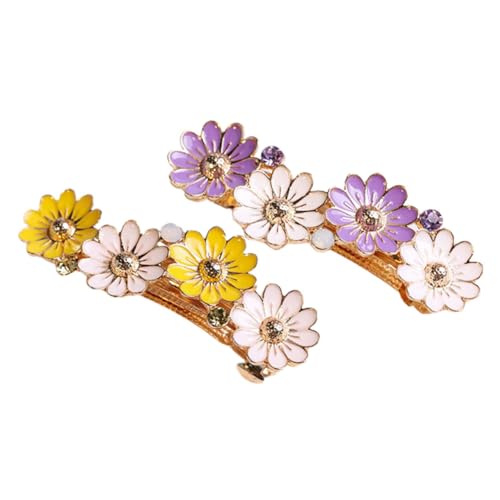 CALLARON 2St Haarschmuck Feder Haarnadel Haarspangen Dekoration Blumen-Haarspangen Federhaarnadel Tiara Feder Haarspange Mädchen Haarspange Gänseblümchen Kopfbedeckung Seitenclip Legierung von CALLARON