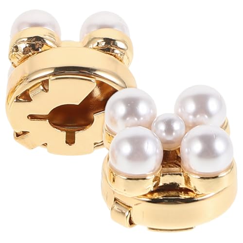 CALLARON 2St Hemdzubehör Hochzeitsaccessoires für Damen Manschettenknopfschmuck Anzughemd Nieten Geburtstagsparty-Kleidung Frauenmodeschmuck Manschettenknöpfe aus Perlen Legierung Golden von CALLARON