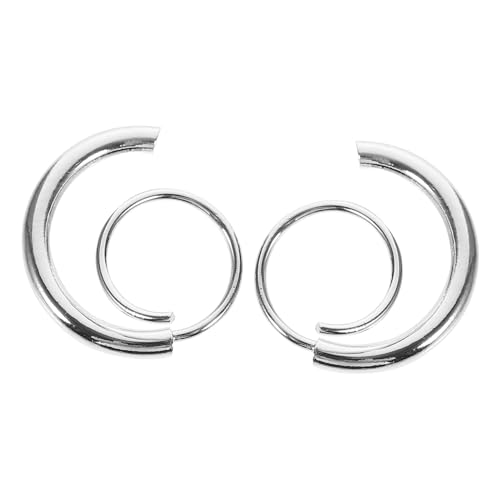 CALLARON 2St Spirale Doppel Creolen Ohrringe aus Sterlingsilber für Mädchen Frauen-Ohrring Sterling Ohrringe Ohrstecker Frauen Ohrring Ohrkletterer-Ohrringe klettern Schmuck 14k Kupfer Weiß von CALLARON