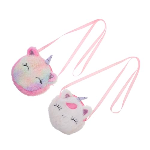 CALLARON 2stücke Einhorn Geldbörsen Plüsch Münzbeutel Cartoon Umhängetasche Für Mädchen Praktische Schultertasche Für Reisen Und Outdoor-aktivitäten von CALLARON