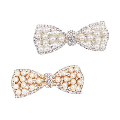 CALLARON 2stücke Perlen Haarklammer Strass Schleife Haarnadeln Junge Mädchen Haarnadel Bowknot Haarschmuck Mädchen Kopfschmuck Haarschleife Accessoires von CALLARON