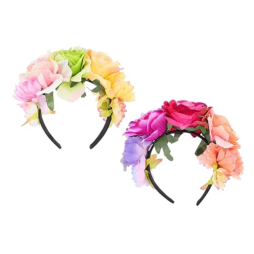 CALLARON 2stücke Rosen Stirnband Blumen Haarband Imitation Party Cosplay Kopfschmuck Dekor Für Hochzeit Geburtstagsfeier Fotografie Live-übertragung von CALLARON
