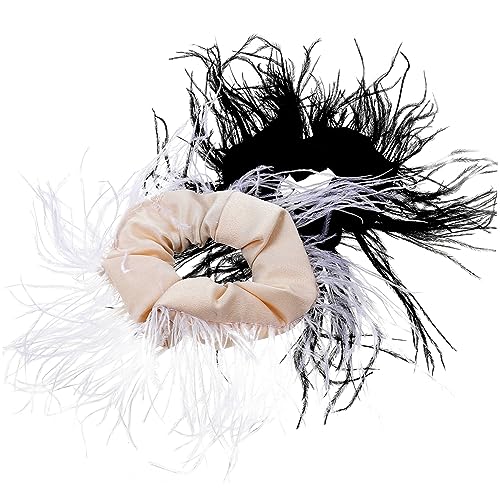 CALLARON 2stücke Damen Haargummis Federdesign Elastische Haarbänder Aus Stoff Für Dickes Haar Party-haarschmuck Geburtstag Weihnachten von CALLARON