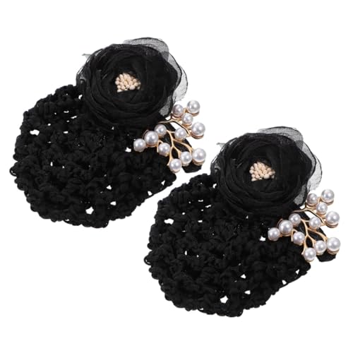 CALLARON 2stücke Haarnetze Für Damen Mit Blumen Und Perlendesign Dutt-abdeckung Dutt-clip Mesh Haar Clips Haarschleifen Für Damen Einfach Zu Tragen Und Sicher Zu Halten von CALLARON