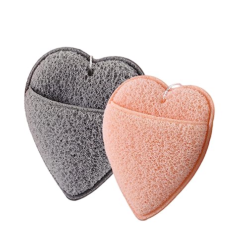 CALLARON 2Stücke Herzform Gesichtsreinigungsschwämme Peeling Kissen Für Sanfte Reinigung Und Make Up Entfernung Wiederverwendbar Für Hautpflege von CALLARON