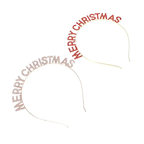 CALLARON 2Stücke Merry Christmas Haarreifen Mit Festliche Haarbänder Für Weihnachten Und Neujahr Und Roségold Party Headwear Und Haar Accessoire von CALLARON