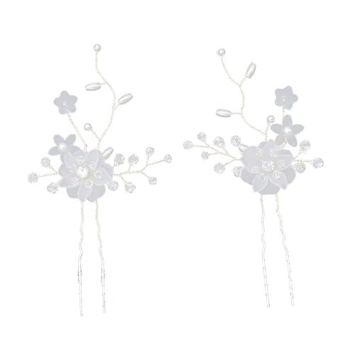 CALLARON 2stücke Acryl Blume u Form Hochzeit Haarspangen Vintage Dekorative Strass Perle Haarnadeln Schmuck Zubehör Für Frauen Braut von CALLARON