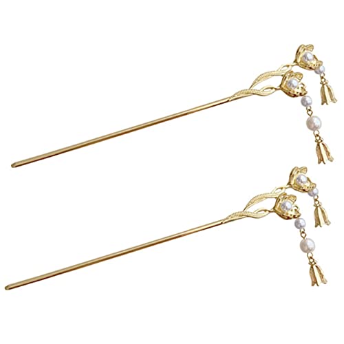CALLARON 2 Stück Chinesische Haarstäbchen Mit Blumen Und Perlen Haarnadeln Für Frauen Retro Haarschmuck Für Hochzeiten Und Partys Stabil Und Dekorativ von CALLARON