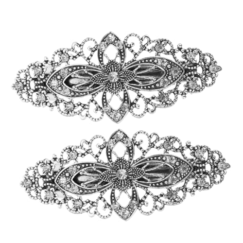 CALLARON 2stücke Haar Spange Mit Blumenmuster Und Strasssteinen Metall Damen Haarschmuck Für Hochzeit Und Festtagsfrisuren Haar Styling Accessoires Retro Vintage Look von CALLARON
