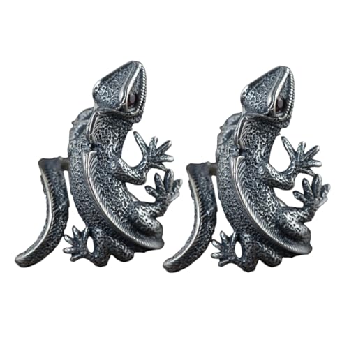 CALLARON 2stücke Eidechsen-tierring Handgefertigt Im Vintage-stil Reptilienring Eidechsen-statement-ring Retro-eidechsenring Tierhandschmuckring Kreativer Chamäleonring Süßer Chamäleon-wick von CALLARON