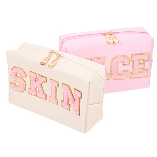 CALLARON 2Stücke Tragbare Dekorative Kosmetiktaschen Kompakt für Reisen Reise Make Up Organizer Aufbewahrungstaschen für Damen von CALLARON