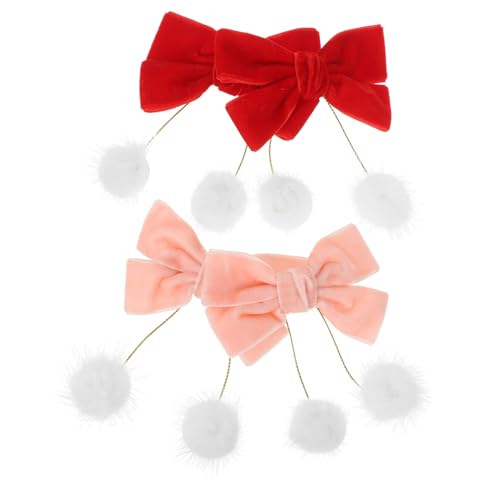 CALLARON 2paare Weihnachts-haarspangen Für Mädchen Furry Und Schleifen-design Süße Haaraccessoires Für Festliche Anlässe Leicht Und Langlebig Für Kleine Prinzessinnen von CALLARON