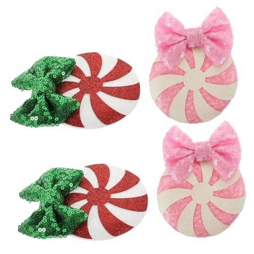 CALLARON 2paare Weihnachtshaarspangen Mit Schleife Und Pailletten Haarspangen Für Mädchen Und Frauen Haaraccessoires Für Festivals Und Metall Praktisch Und Langlebig von CALLARON