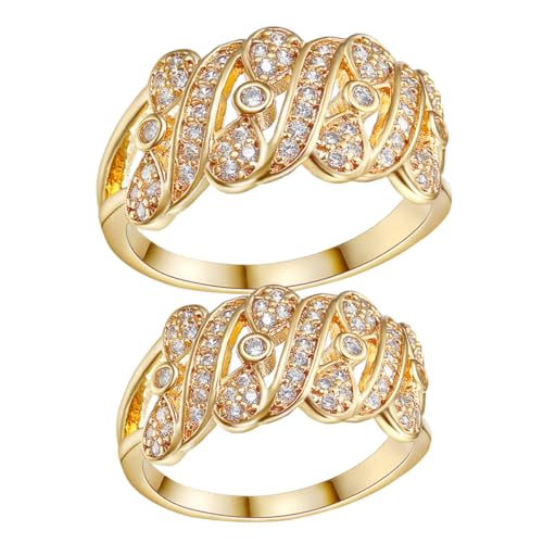 CALLARON 2st Bogenring Halskette Armbänder Zappelring Einzigartige Ringe Zehenringe Für Frauen Festivalschmuck Damenring Mädchenschmuck Paar Ringe Frauen Schmuck Golden Kupfer von CALLARON