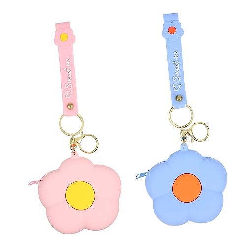 CALLARON 2stücke Cartoon-blumenförmige Silikon-münzbörse Kleine Kopfhörertasche Mit Reißverschluss Damen Mädchen Geldbörse Für Kleinteile von CALLARON