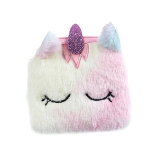 CALLARON 2 Stücke Beutel Entzückende Quadratische Fuzzy Geldbörse Plüsch Tasche Für Jungen Und Mädchen Brieftasche Reißverschluss von CALLARON