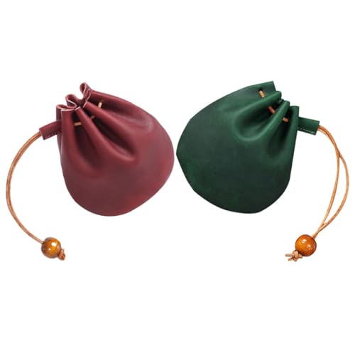 CALLARON 2stücke Mini Pu Kordelzug-münzbeutel Vintage Geldbörse Für Schlüssel Kleingeld Schmuck Handliche Aufbewahrungstasche Für Männer Frauen Für Reisen Und Alltag von CALLARON