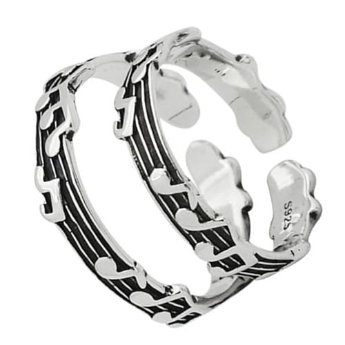 CALLARON 2stücke Musik Note Ringe Offene Ring Schmuck Damen Herren Verlobung Versprechen Kupfer Leicht Tragbar von CALLARON