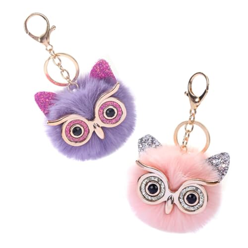 CALLARON 2stücke Eule Schlüsselanhänger Cartoon Taschendekoration Hängedekor Schlüsselkette Anhänger Schultasche Ornament von CALLARON