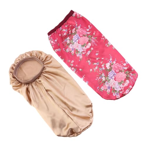 CALLARON 2stücke Elastische Satin Schlafhaube Für Damen Und Herren Verstellbare Nachtmütze Mit Stilvollem Satin-print Elastischem Band Und Angenehmem Tragekomfort Für Verschiedene von CALLARON