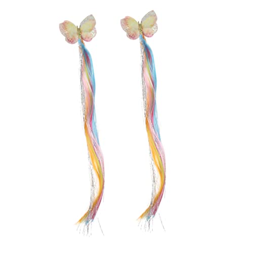 CALLARON 2stücke Farbige Regenbogen Haarverlängerungen Für Junge Mädchen Kopfschmuck Haarspangen Mädchen Kostüm Haar Zubehör von CALLARON