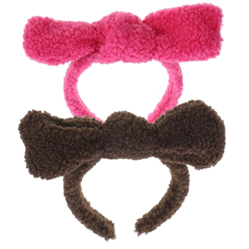 CALLARON 2stücke Haarbänder Mit Schleife Fleece Für Gesichtspflege Und Make-up Weiche Und Bequeme Haarschmuck Für Damen Waschen Und Schminken Braun Rosa von CALLARON