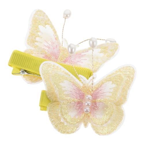 CALLARON 2stücke Schmetterlingshaarnadel Aus Metall Und Stoff Leicht Und Robust Für Frauen Als Für Hochzeit Oder Party Doppel-schichtiger Clip Für Frisuren von CALLARON