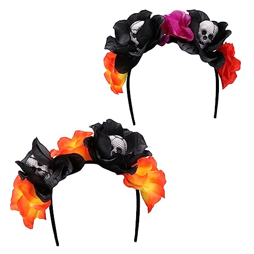 CALLARON 2stücke Halloween Blumen-skull Haarreif Gruselige Kopfaccessoires Für Kostümpartys Mit Bunten Kunstblumen Für Einen Auffälligen Look Festivals Und Halloween von CALLARON