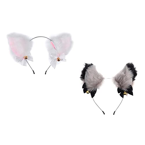 CALLARON 2stücke Katzenohr-haarband Plüsch Stirnband Haar Accessoire Cosplay Party Kopfbedeckung Für Mädchen Weich Bequem Tragen Robust Langlebig von CALLARON