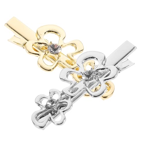 CALLARON 2stücke Metall Haarclips Mit Strasssteinen Blütenform Seitlich Clips Für Damen Haarschmuck Für Alltag Und Feierlichkeiten von CALLARON