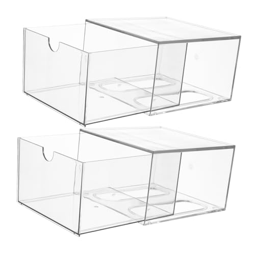CALLARON 2stücke Stapelbare Kosmetik Organizer Transparente Aufbewahrungsboxen Für Badezimmer Schreibtisch Spüle Für Schminkutensilien Und von CALLARON