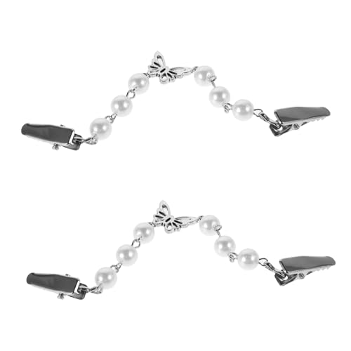 CALLARON 2stücke Vintage Strickjacke Clips Mit Schmetterlings-design Und Kunstperlen-dekoration Anti-exposure Kragenclips Für Pullover Und Schals Für Stilvolle Outfits von CALLARON