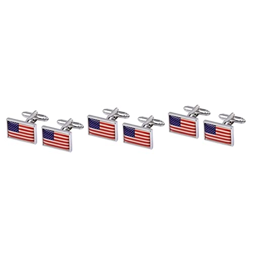 CALLARON 3 Paar Manschettenknöpfe Mit Amerikanischer Flagge Hemden Flagge Der Vereinigten Staaten Patriotische Manschettenknöpfe Hemd Herren Hochzeitsmanschetten Manschettenknöpfe von CALLARON