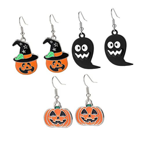 CALLARON 3 Paare Halloween Kürbis und Ohrringe Set Legierung Halloween Ohrschmuck Damen Originelle Kostüm Ohrhänger für Mädchen Bunte Dekoration Komfortabel und Hautfreundlich CALLARON 3 Paare Halloween Kürbis und Ohrringe Set Legierung Halloween Ohrschmuck Damen Originelle Kostüm Ohrhänger für Mädchen Bunte Dekoration Komfortabel und Hautfreundlich von CALLARON