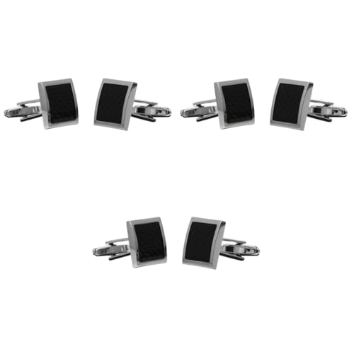 CALLARON 3 Paare Quadratische Manschetten Knöpfe Broschen Für Damen Bogen Binden Männer Stifte Quadratische Manschettenknöpfe Elegante Männliche Manschettenknöpfe Black Umweltschutz Kupfer von CALLARON