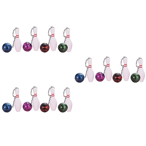 CALLARON 3 Sätze Bunte Bowling Schlüsselanhänger Kunststoff Schlüsselring Anhänger Für Taschen Rucksäcke Und Handtaschen Rot Grün Blau Sportliches Für Bowling Fans 4 Stück * 3 von CALLARON