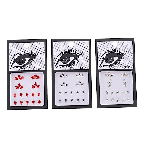 CALLARON 3 Sätze Make -up -Perlenaufkleber Auge Gesichts- Make -up -Strasssteine Halloween Edelsteine ​​für das Gesicht Edelstein-Aufkleber Gesichtsschmuck Harz von CALLARON
