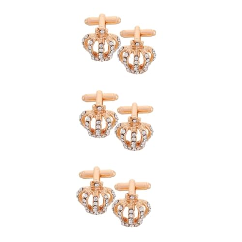 CALLARON 3 Sätze Manschettenknöpfe Mit Krone Smoking-knopfüberzüge Schraubensätze Rhinestone Manschettenknöpfe Goldene Manschettenknöpfe Strassknöpfe Für Bekleidung Diamant 2 Stück * 3 von CALLARON