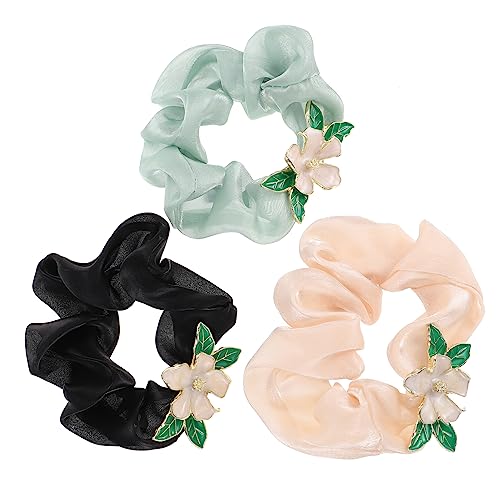 CALLARON 3 Stück Blumen Haargummis Elastisch Haarseil für Mädchen Dekorative Haarbänder für Partys und Alltag Langlebiges Netz Haarband von CALLARON