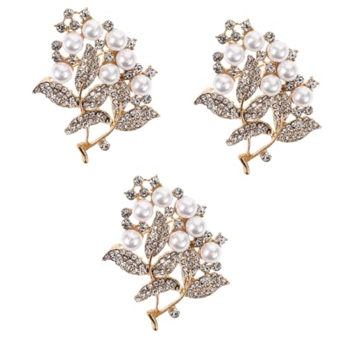 CALLARON 3 Stück Blumenbrosche für Damen Strassverzierte Brosche mit Kunstperlen für Kleidung Schals und Hüte Perfektes Accessoire für von CALLARON