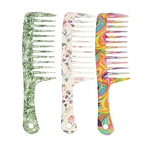 CALLARON 3 Stück Breitzahn Haarkämme Mit Druckdesign Geradem Griff Für Damen Und Herren Haarstylingkämme Professionell Und Persönlich Geeignet Für Haartypen von CALLARON