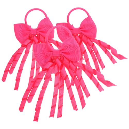 CALLARON 3 Stück Haarschleife Mädchen Haarzubehör Bögen Schleifen Haare Haarband haarschmuck Cheer Bow Halter Haargummis mit Schleife Haargummiband Haarzubehör für Mädchen Gewindeband Rosig von CALLARON