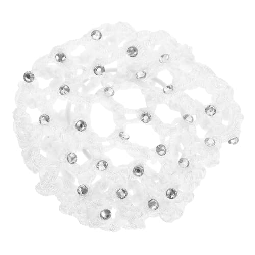 CALLARON 3 Stück Handgestricktes Elastisches Haarnetz mit Perlenbesatz Langlebiges Haarnetz Mesh für Damen Bequemes Haarschmuck Accessoire Geeignet für Bräute Pflegekräfte und Tänzer Weiß von CALLARON